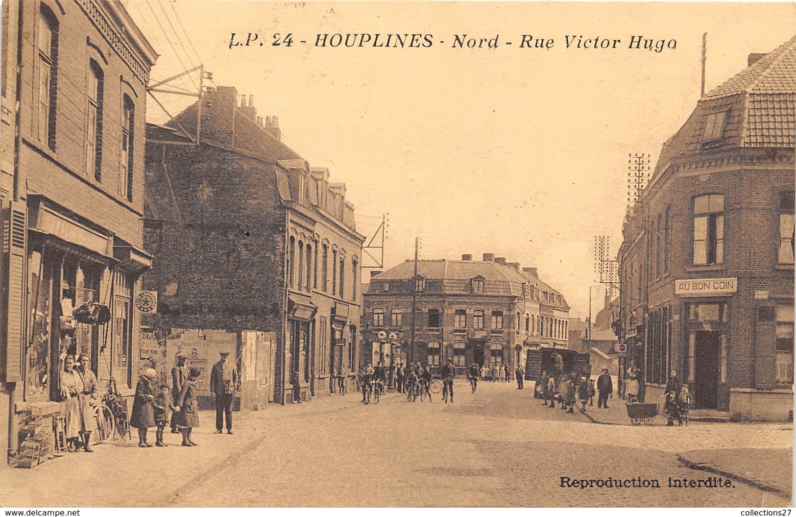 59-HOUPLINES- RUE VICTOR HUGO  - VOIR POMPES A ESSENCE - Autres & Non Classés