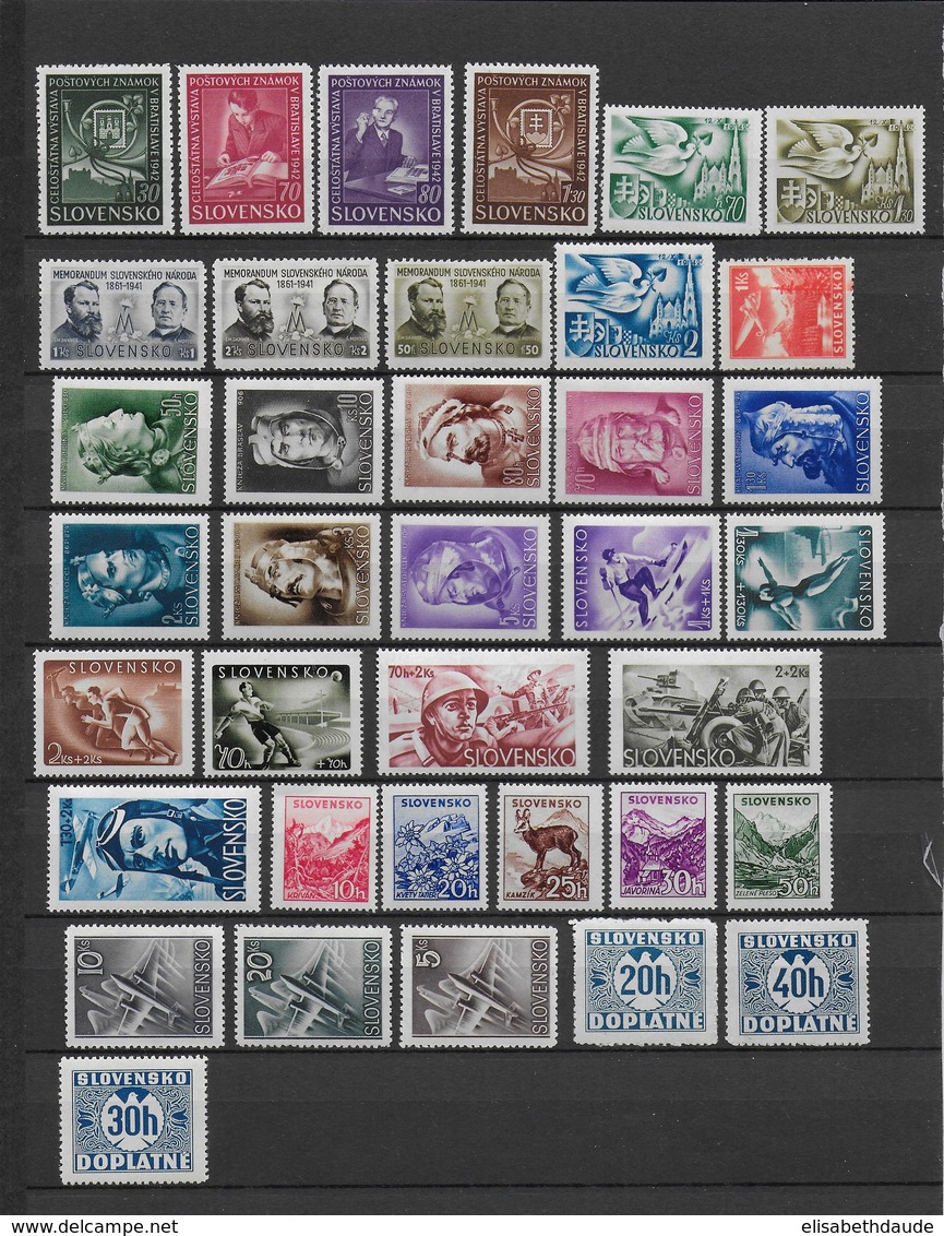 SLOVAQUIE - COLLECTION 1939/1945 **/* - COTE > 100 EUR + SOUVENT PLUS-VALUE - Neufs