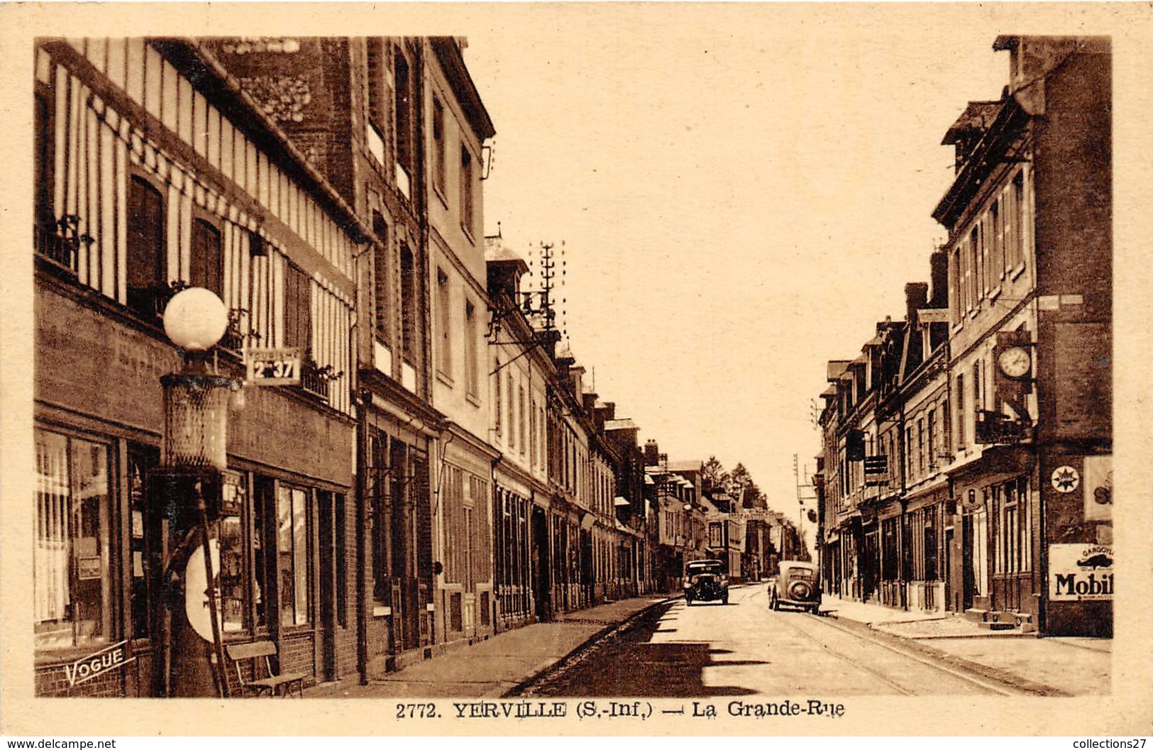 76-YERVILLE- LA GRANDE RUE  -VOIR POMPES A ESSENCE - Yerville