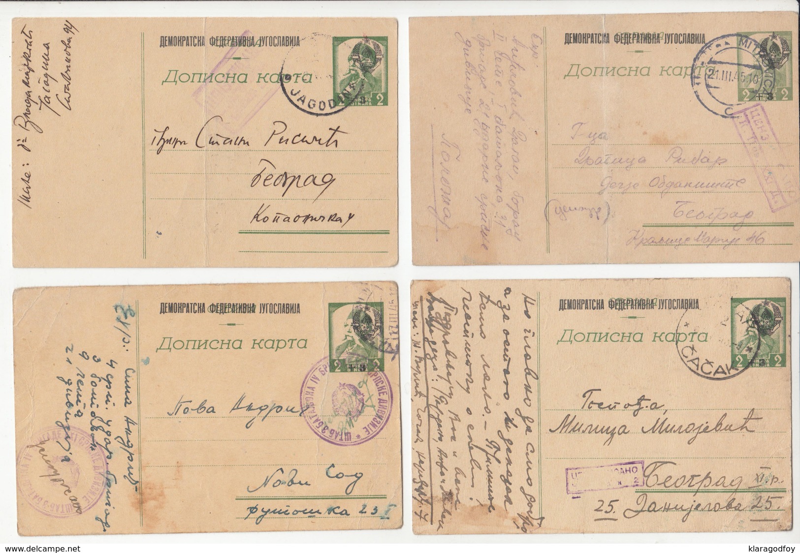 Yugoslavia 1945 Censor Marks Collection - DFJ Ovptd. Serbia German Occupation Stationeries B180720 - Briefe U. Dokumente