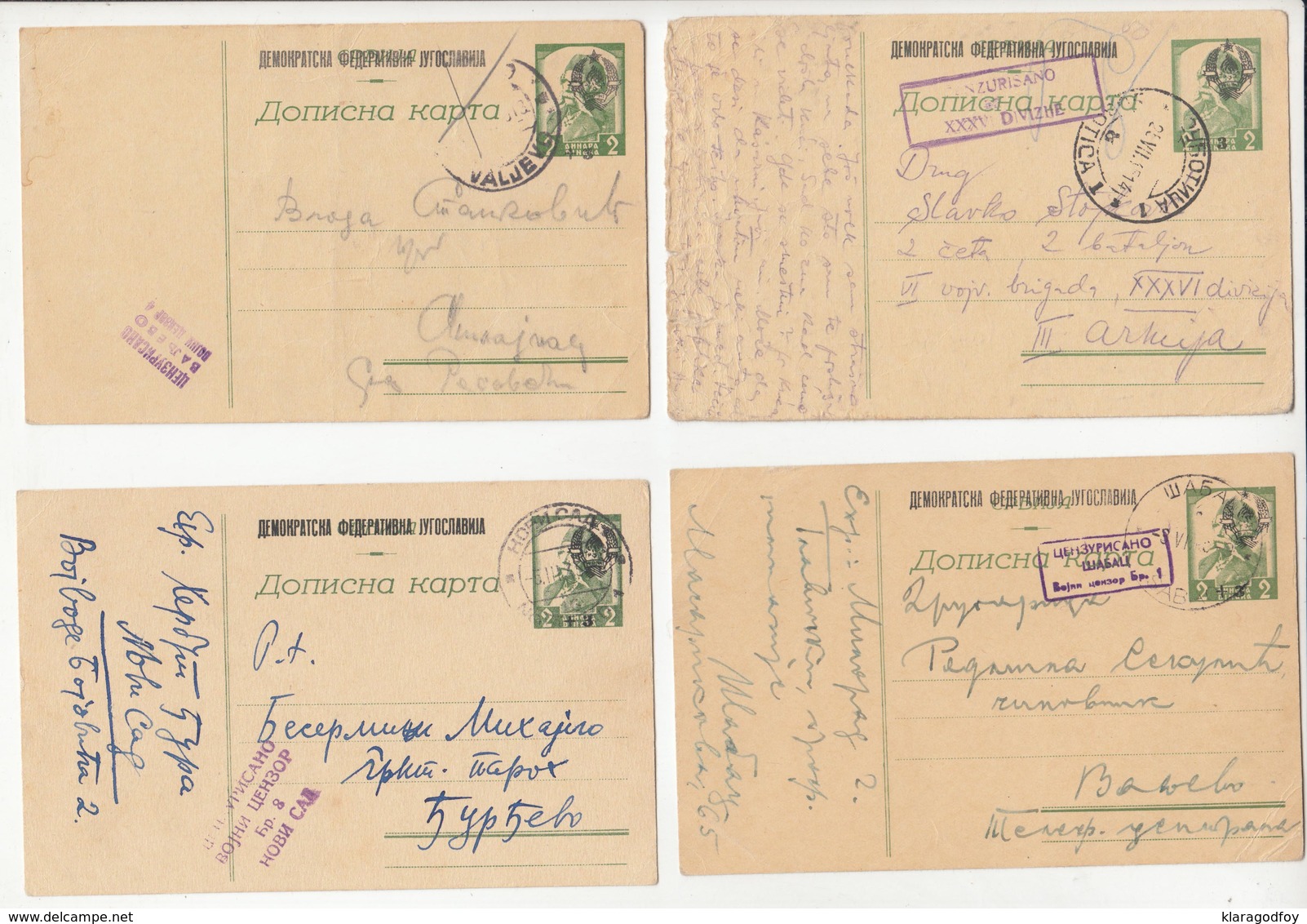 Yugoslavia 1945 censor marks collection - DFJ ovptd. Serbia German occupation stationeries b180720