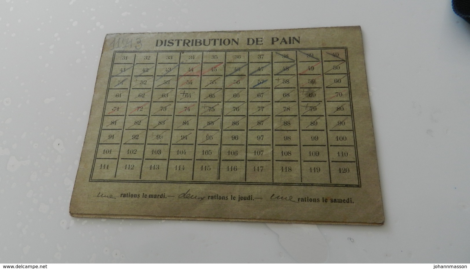 Ville De Saint - Quentin   Distribution De Pain  Carte De Rations - Unclassified