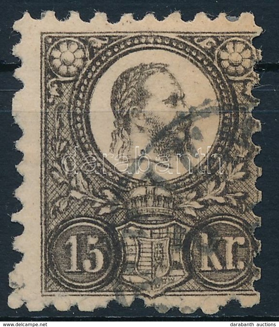 O 1871 Réznyomat Feketésbarna 15kr álkett?snyomat / Mi 12b Double Print - Autres & Non Classés