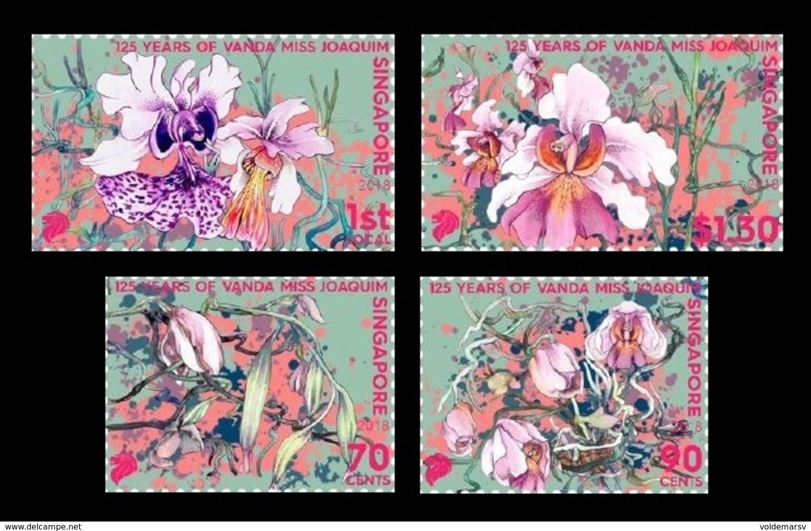 Singapore 2018 Mih. 2519/22 Flora. Flowers. Orchid Vanda Miss Joaquim MNH ** - Singapore (1959-...)