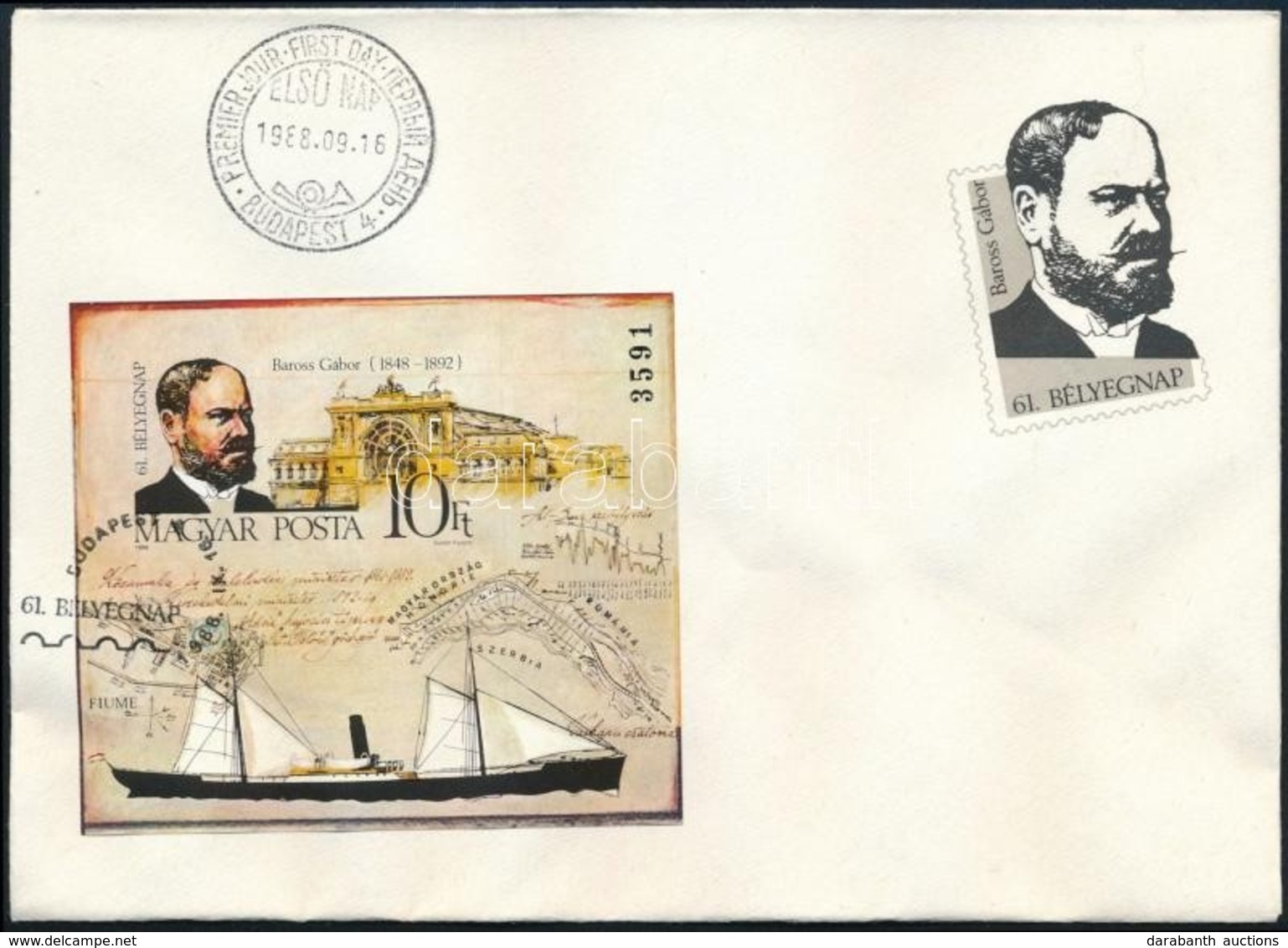 1988 Bélyegnap (61.) Vágott Blokk FDC (7.000) - Otros & Sin Clasificación