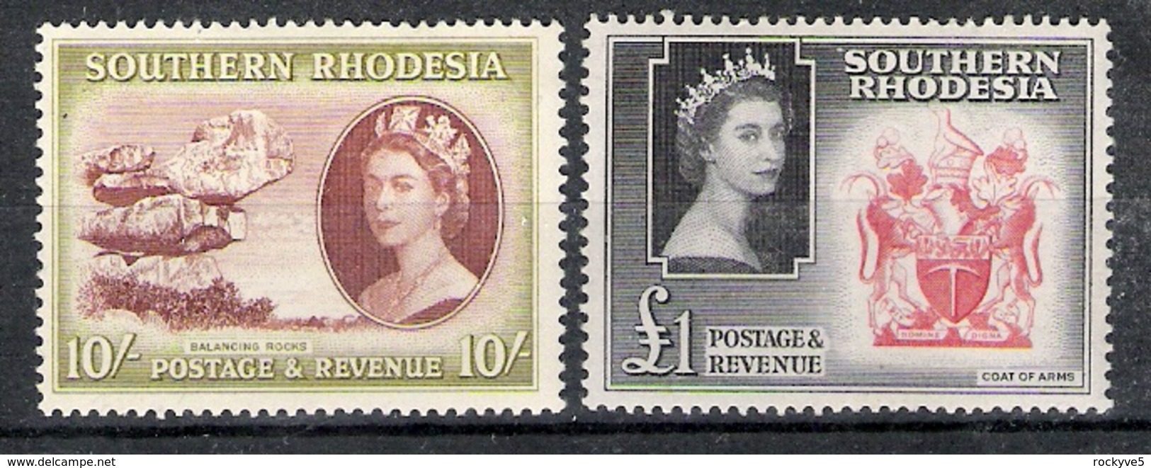 Southern Rhodesia 1953 Definitives 10s And £1 MVLH CV £47 - Southern Rhodesia (...-1964)