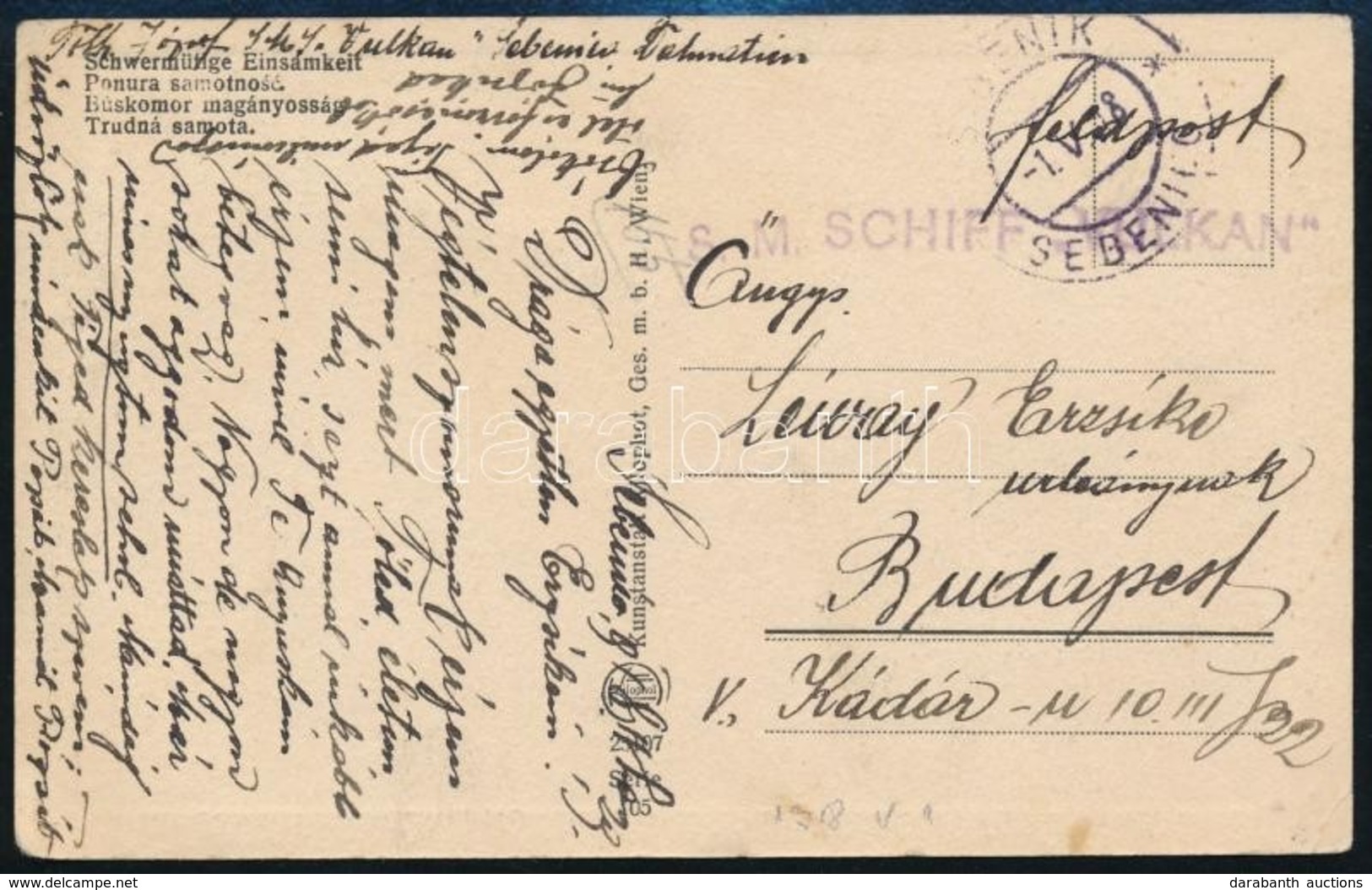 1918 Tábori Posta Képeslap 'S.M.SCHIFF VULKAN' - Autres & Non Classés