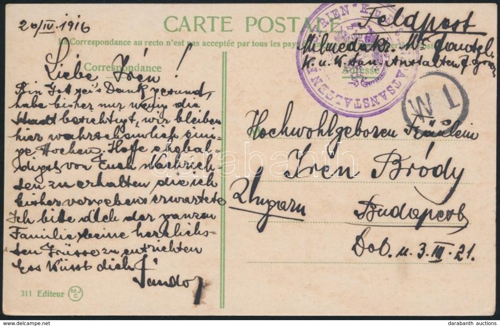 1916 Tábori Posta Képeslap / Field Postcard 'K.u.K. SANITÄTSANSTALTEN FÜR SYRIEN' - Other & Unclassified