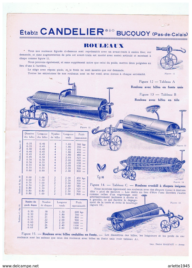 Etabs  CANTELIER  à BUCQUOY (PAS DE CALAIS ) CHARRUES POLYSOCS  DECHAUSSEURS SIMPLES Et ROULEAUX - Advertising