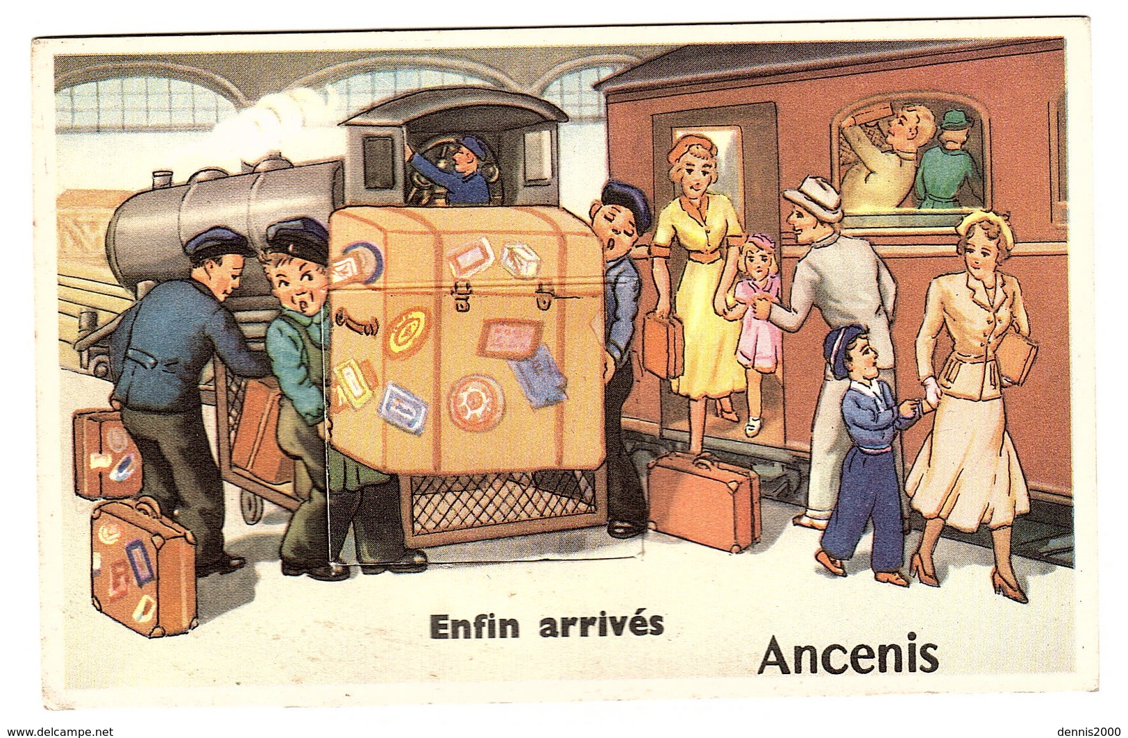 ANCENIS (44) - CARTE À SYSÈME - Enfin Arrivés - TRAIN - Ed. F. Chapeau, Nantes - Ancenis