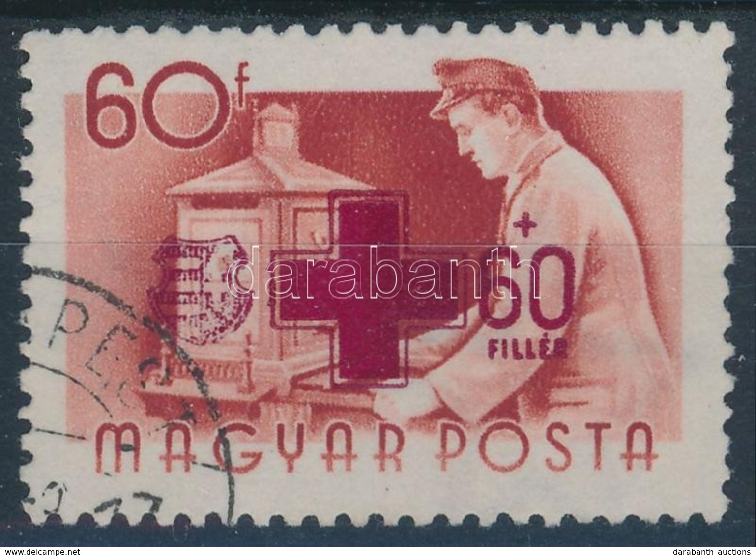 O 1957 Vöröskereszt 60f, Festékhiányos Címer - Otros & Sin Clasificación