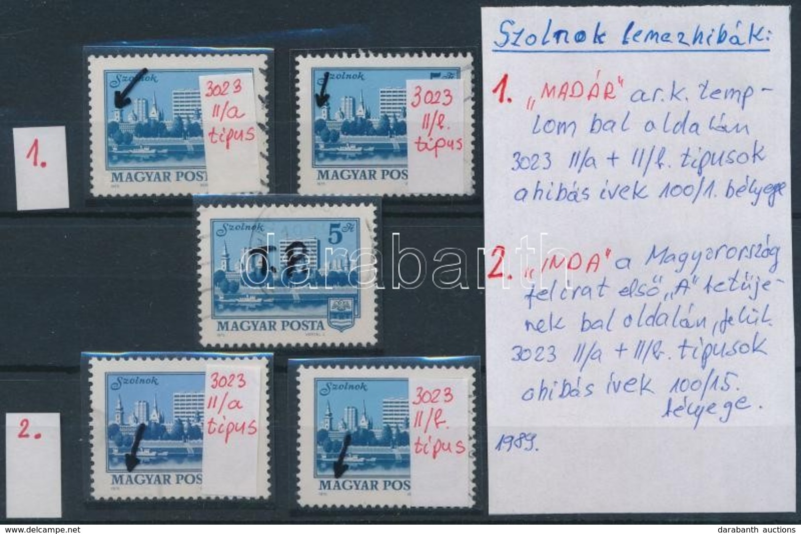 ** O 1975 Szolnok 2 Klf Lemezhiba, Kétféle Kiadás + TP - Other & Unclassified