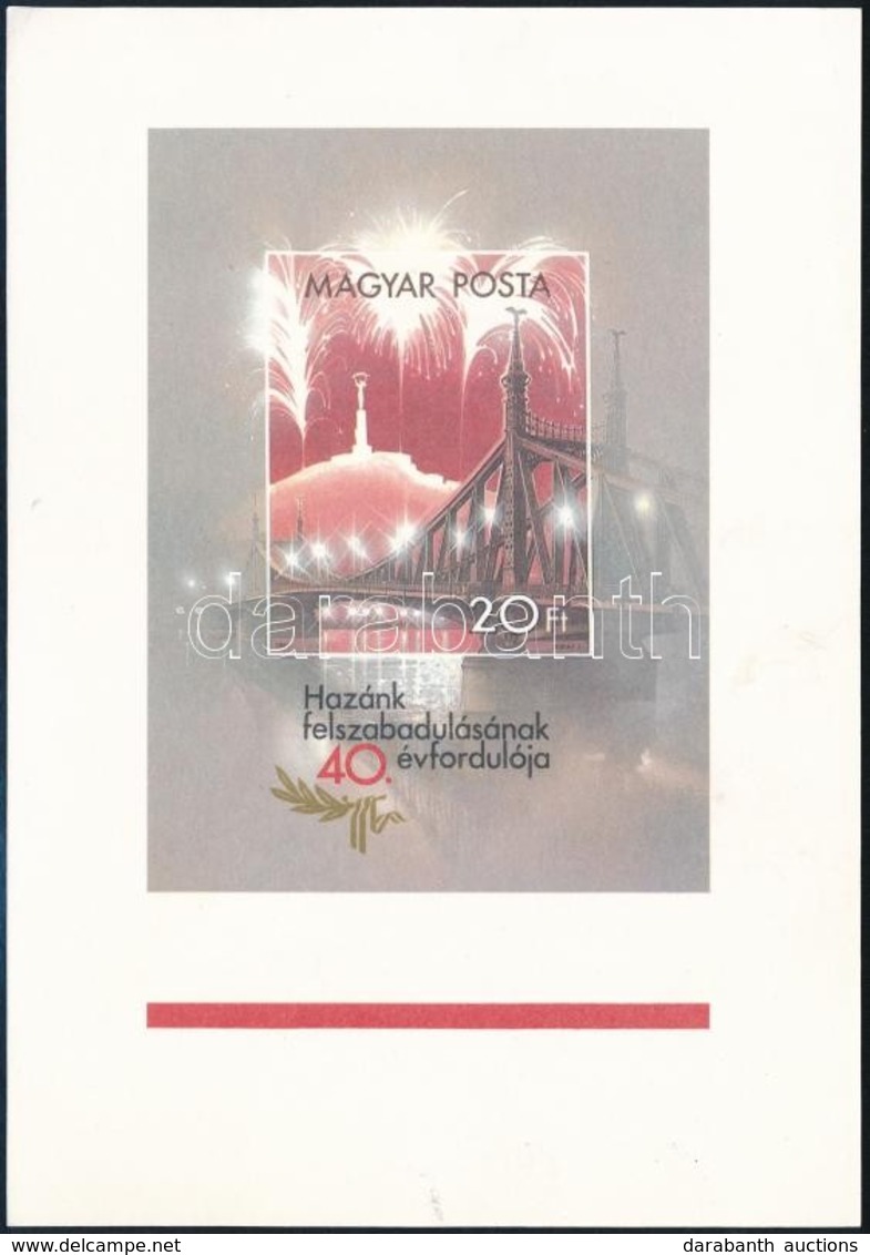 1985 Bélyegkiállítási Meghívó A Felszabadulás 40. évfordulója Blokk Képével - Autres & Non Classés