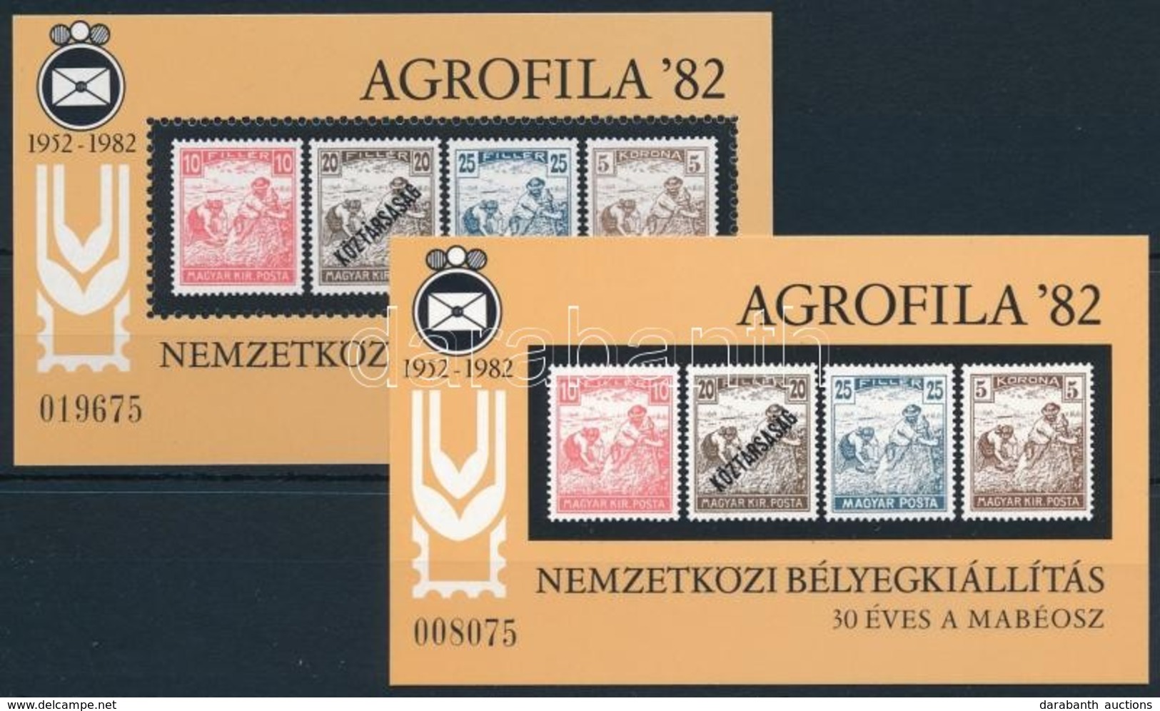 ** 1982 Agrofila Normál + Karton Emlékív - Other & Unclassified
