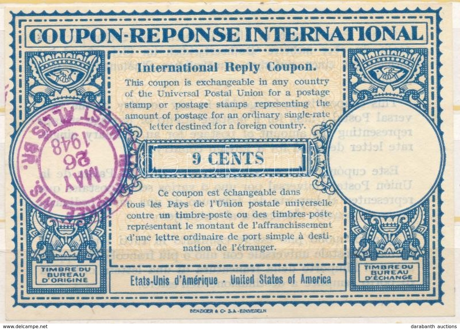 1948 Nemzetközi Válaszdíjszelvény / International Reply Coupon - Otros & Sin Clasificación