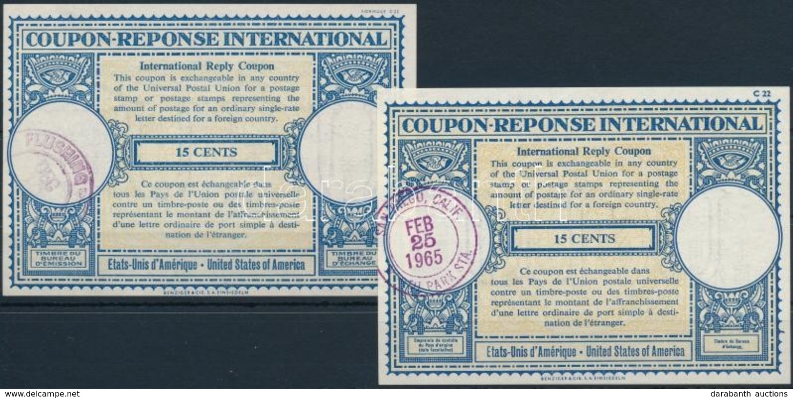 1965 2 Db Nemzetközi Válaszdíjszelvény / International Reply Coupons - Otros & Sin Clasificación
