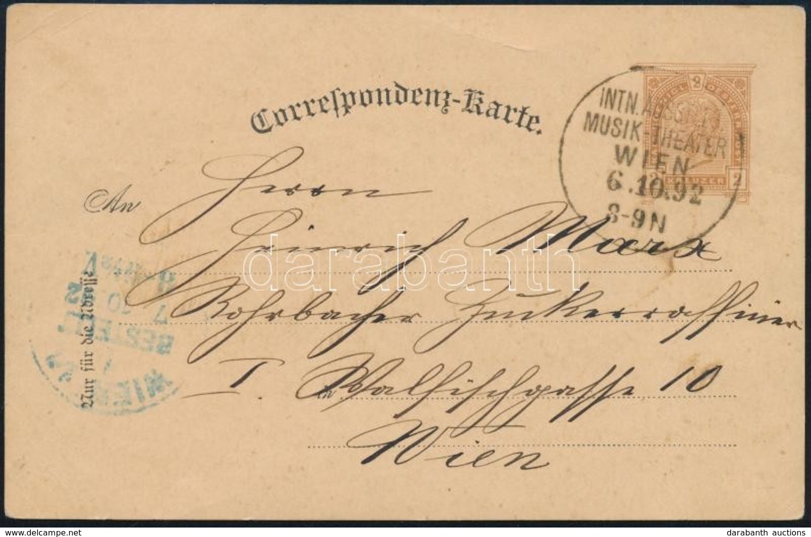 1892 2kr Helyi Díjjegyes Levelez?lap / Local PS-card 'WIEN' - Otros & Sin Clasificación