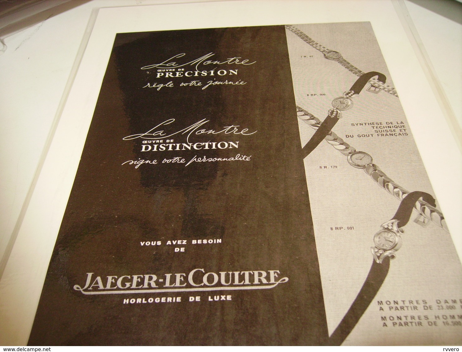 ANCIENNE PUBLICITE MONTRE JAEGER-LECOULTRE 1952 - Horloges