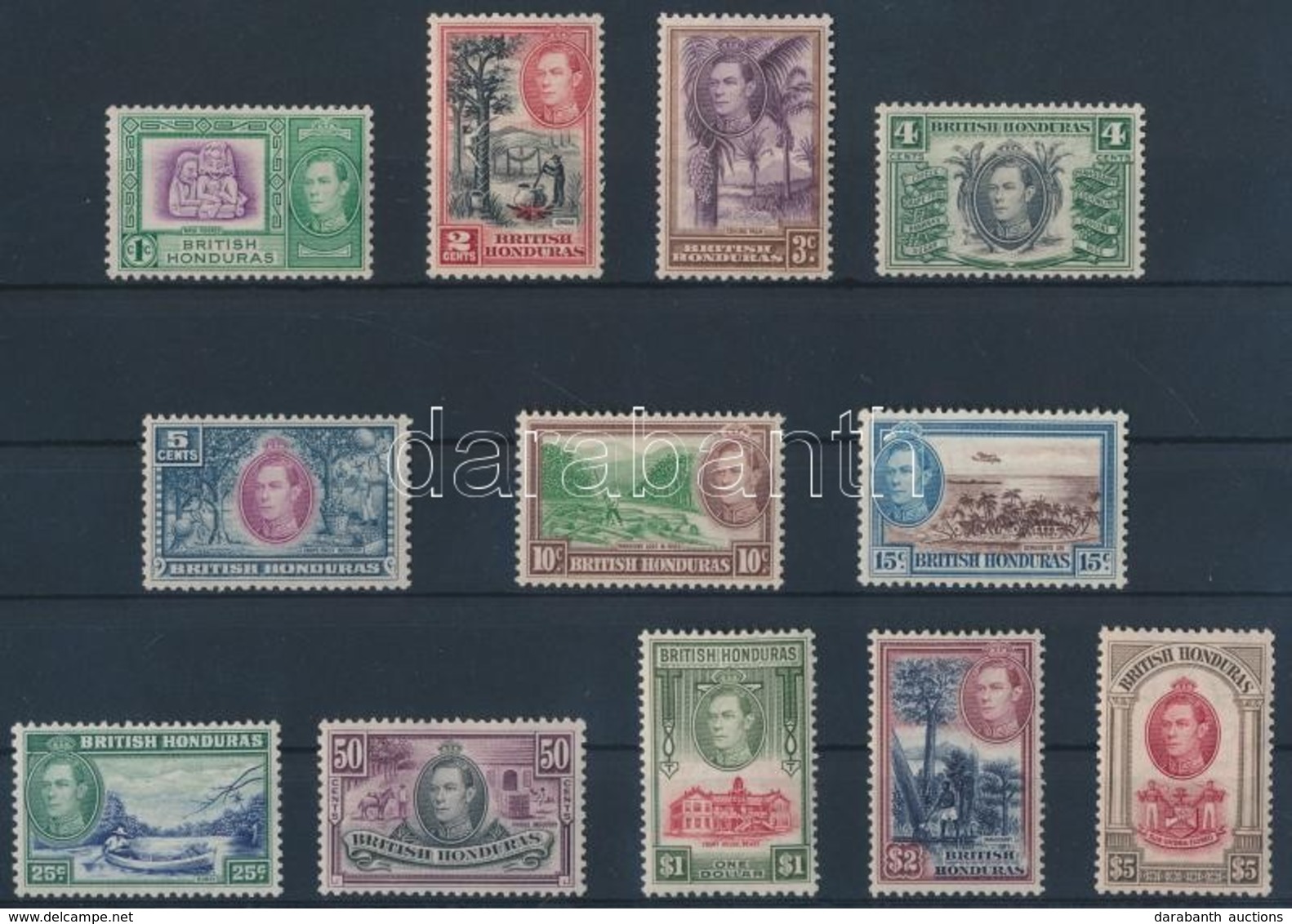 ** * Brit Honduras 1938/1947 Forgalmi Sor Mi 112-123 (112 és 114 Falcos, A Többi érték Postatiszta) - Andere & Zonder Classificatie