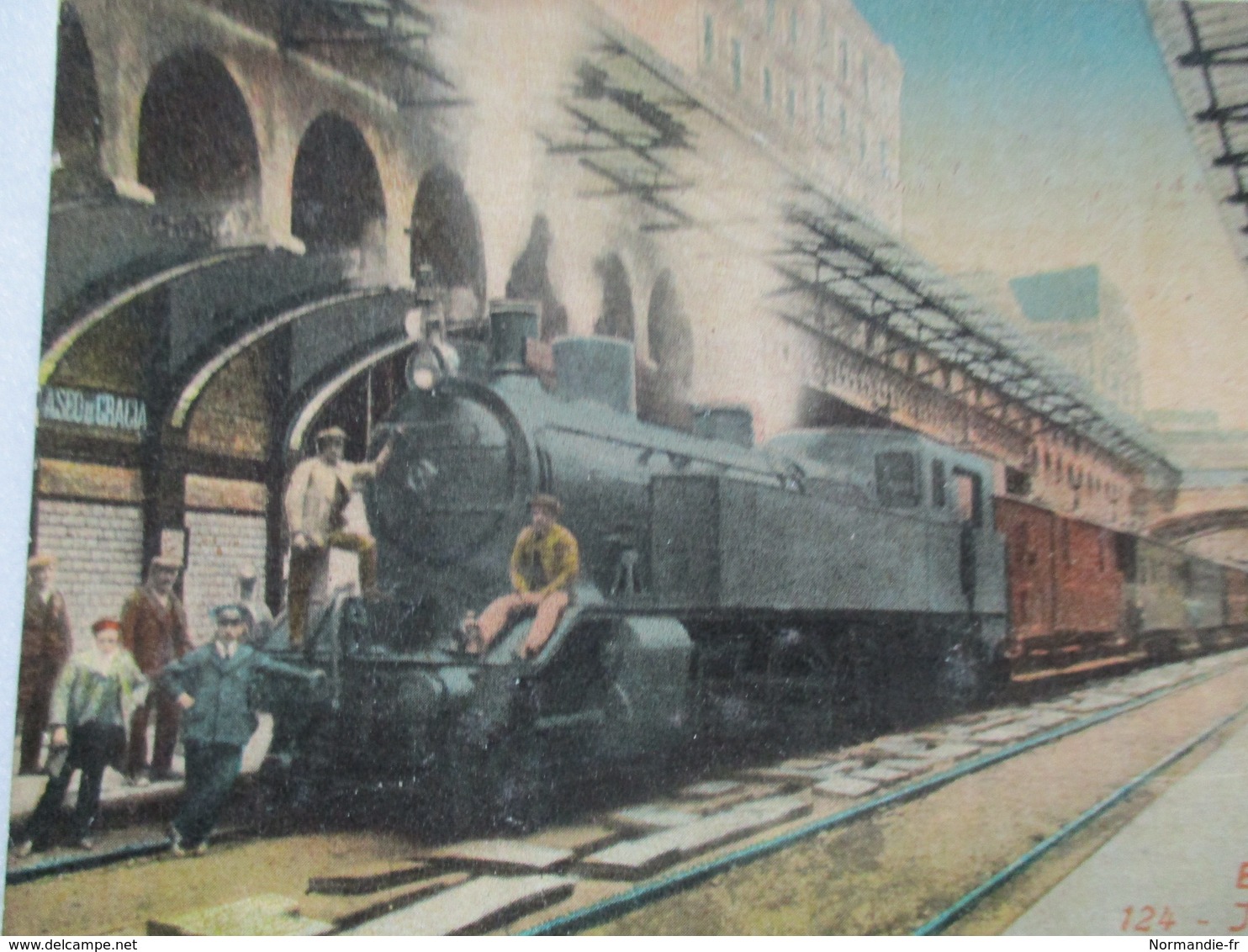 CPA Tarjeta Spain V1910 CP BARCELONE Barcelona Cataluna GARE TRAIN Intérior Del Apeadero Del Paseo De Gracia Espagne TBE - Gares - Avec Trains