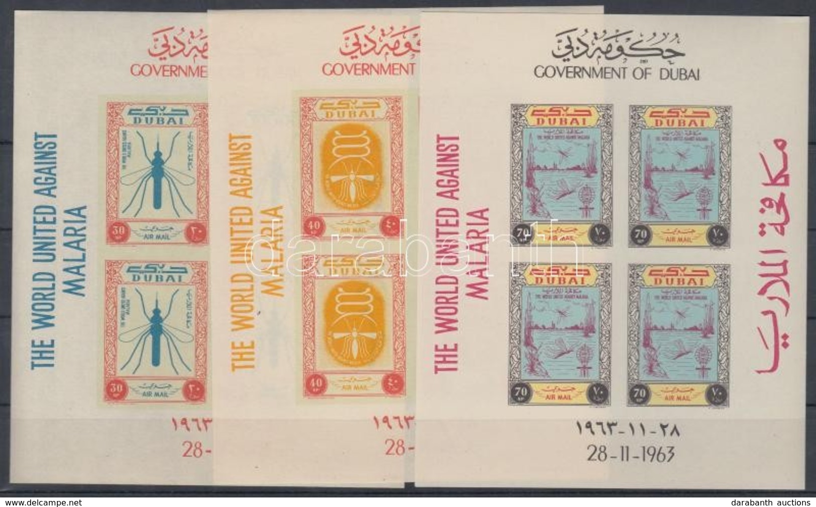 ** 1963 Küzdelem A Malária Ellen Blokksor Mi 5-7 / Mi Block 5-7 Imperforate - Autres & Non Classés