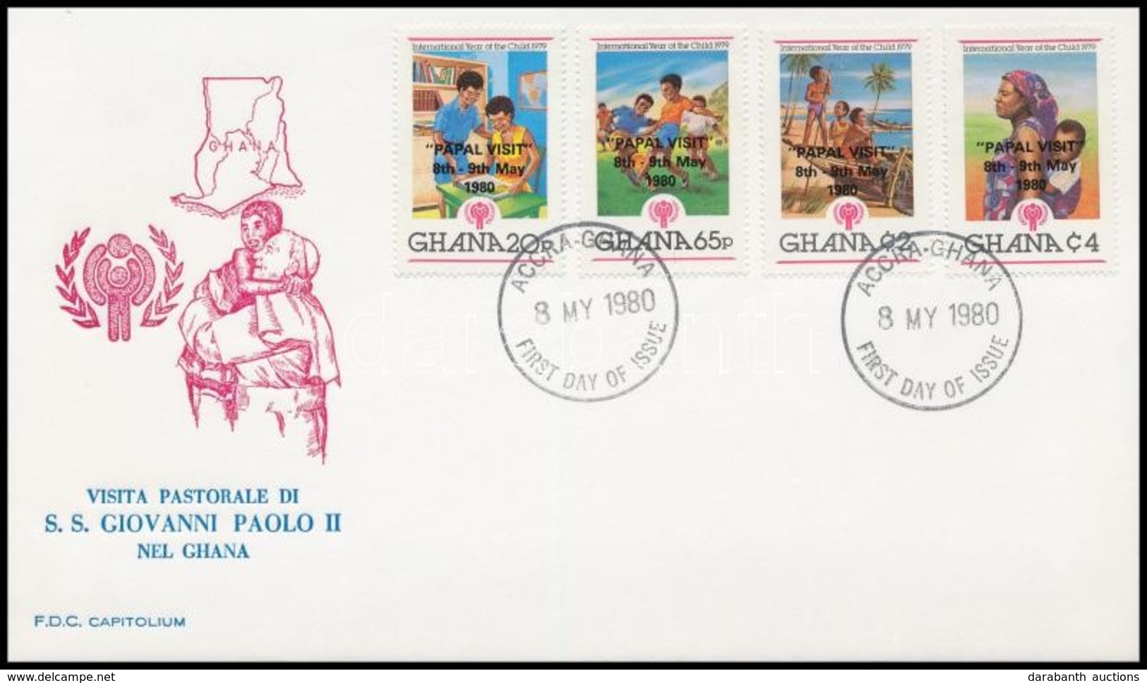 1980 II. János Pál Pápa Látogatása Felülnyomott Sor Mi 834-837 A FDC-n - Otros & Sin Clasificación