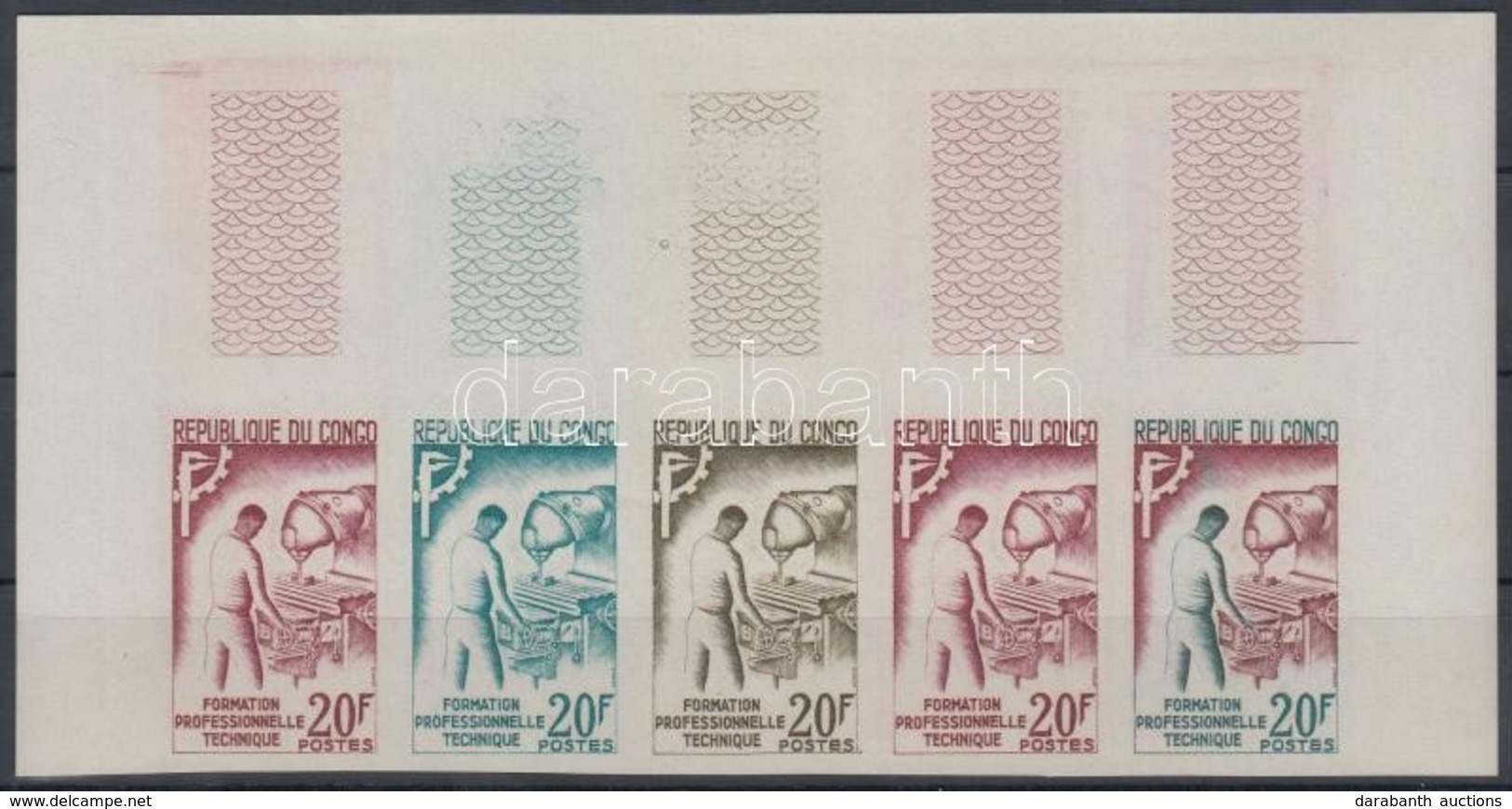 ** 1964 M?szaki Képzés Mi 43 5 Klf Fogazatlan Színpróba ötöscsíkban / Stripe Of 5 Different Imperforate Coulor Proofs - Otros & Sin Clasificación