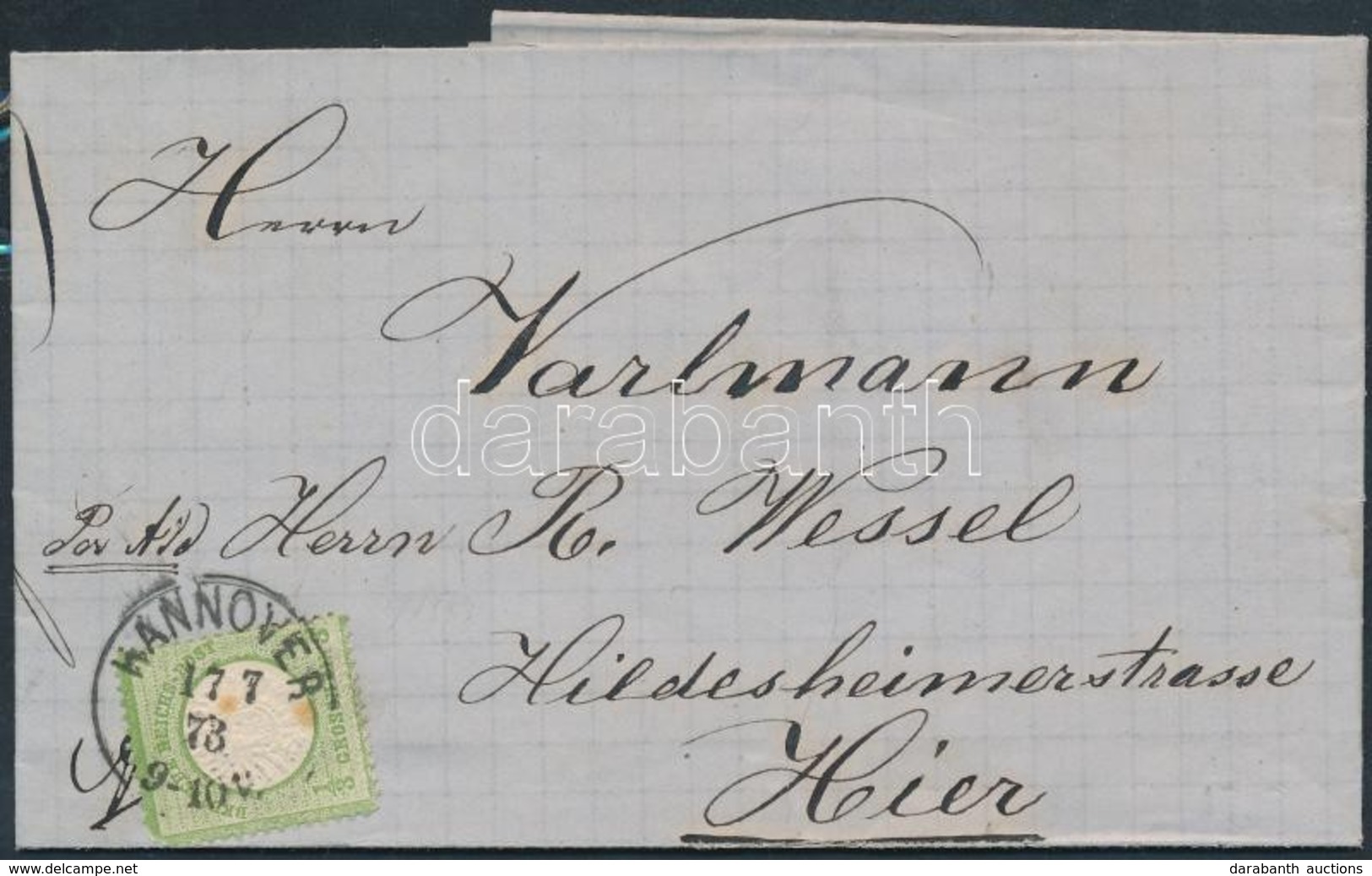 1873 Mi 17a Helyi Levélen / On Local Cover 'HANNOVER'. Certificate: Sommer - Otros & Sin Clasificación
