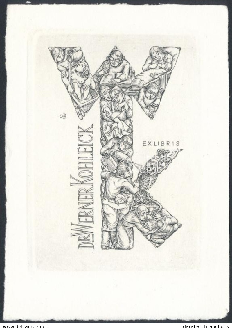 Beier, Ottohans (1892-1979): Ex Libris Dr. Werner Kohleick, Rézkarc, Papír, 11,5×8 Cm - Altri & Non Classificati