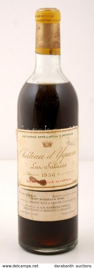 1956 Chateau D'Yquem, Lur-Saluces, Nagyon Ritka,  édes, Bordói Bor, 0,75l /  Chateau D'Yquem, Lur-Saluces, Bordeaux Wine - Otros & Sin Clasificación