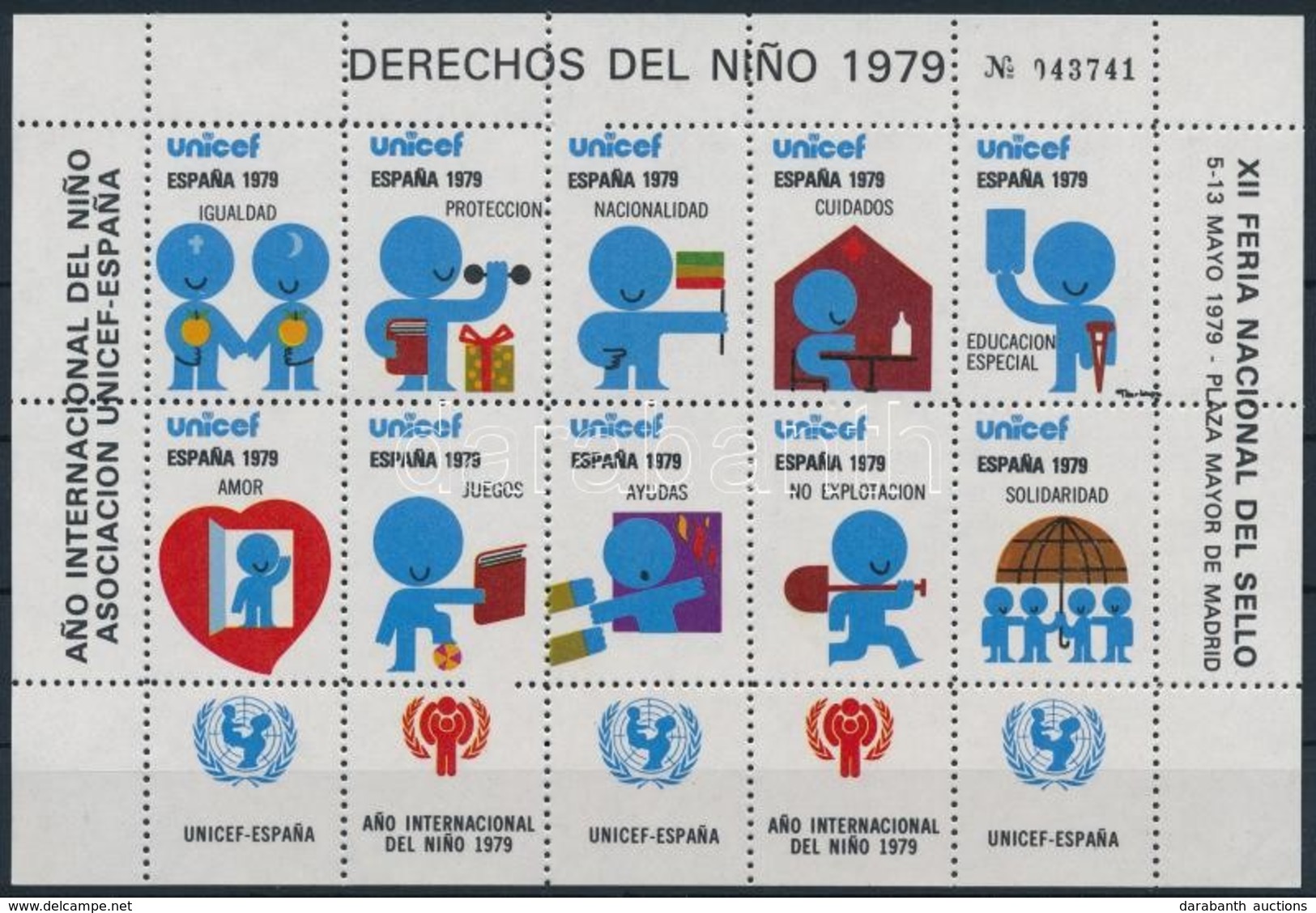 ** Spanyolország 1979 UNICEF, Nemzetközi Gyermekév Levélzáró Kisív - Unclassified