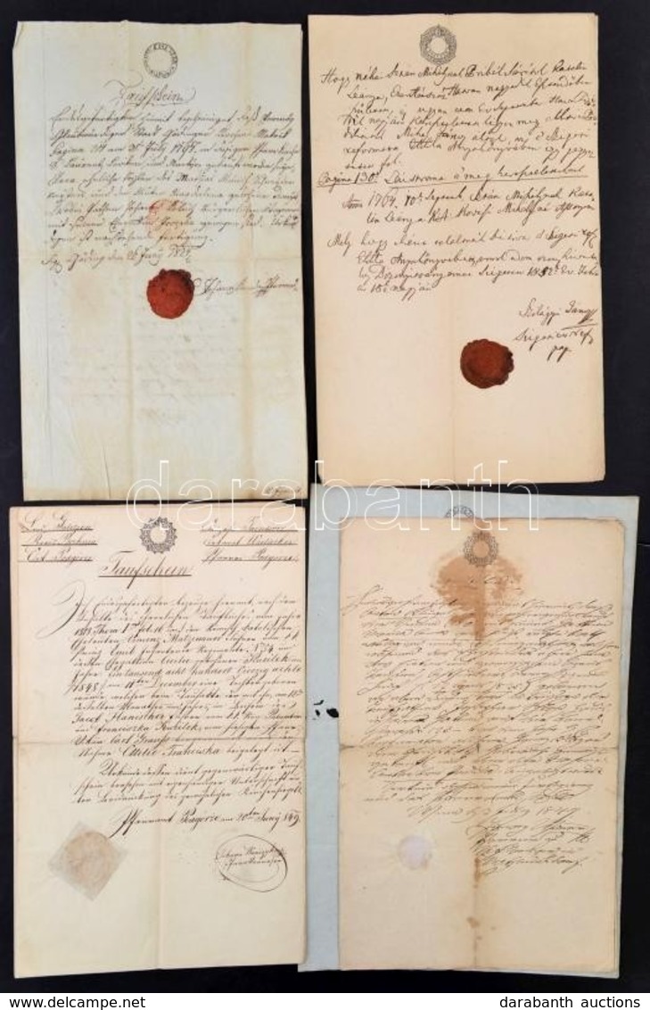 1823-1854 6 Db Régi Irat, Igazolások, Stb., 15 és 6 Kr Okmánybélyegekkel, Némelyik Viaszpecséttel - Unclassified
