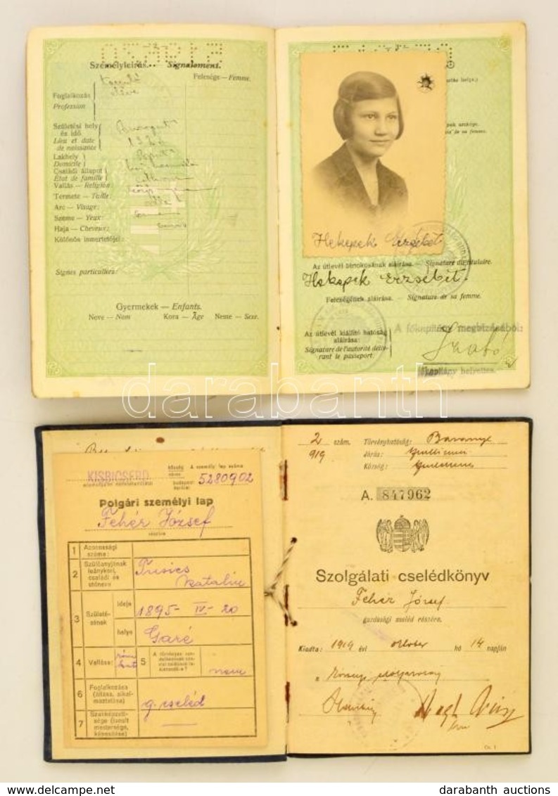 1919-1942 Szolgálati Cselédkönyv, Bejegyzésekkel, Gazdasági Cseléd Részére, (kiállítás: Baranya Megye, Szentl?rinci Járá - Unclassified