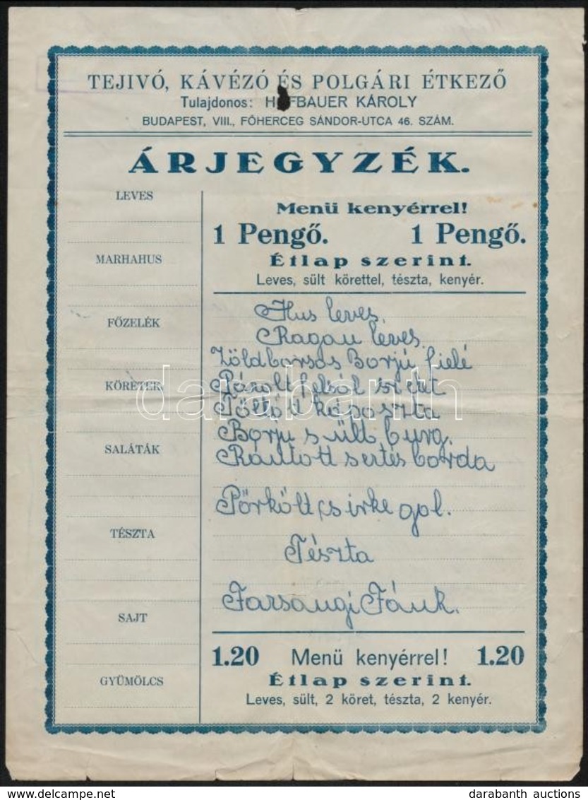 1930-1941 Vendégl?k és Kávézók árjegyzékei, Lajstromja, 3 Db - Unclassified