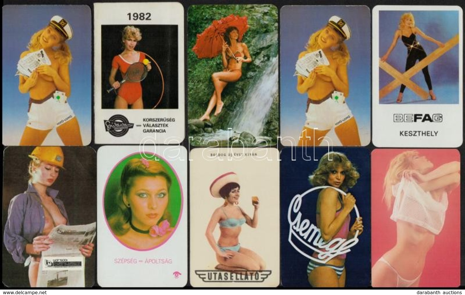 1969-1989 10 Db Hölgyeket ábrázoló Kártyanaptár, Köztük Erotikus Is - Advertising