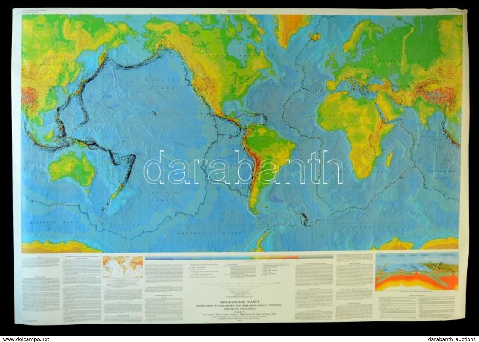 1994 'Dynamic Planet', Nagyméret? Világtérkép A Vulkanikus és Tektonikus Tevékenységekkel, 101×147 Cm - Otros & Sin Clasificación