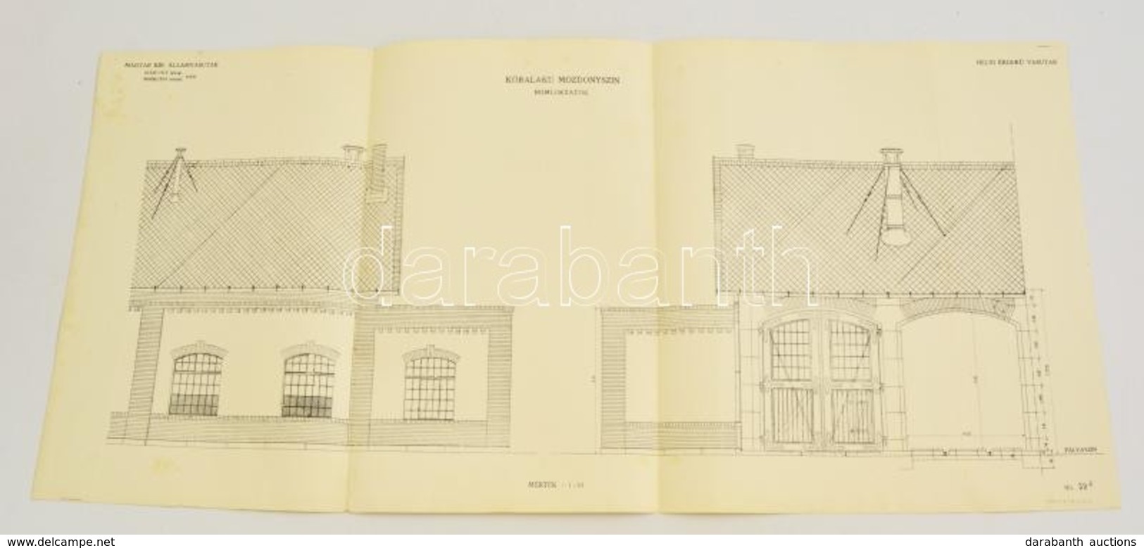 1915 Helyi érdek? Vasutak. Kör Alakú Mozdonyszín Látványterve / Railway Garage Plan 70x35 Cm - Sin Clasificación