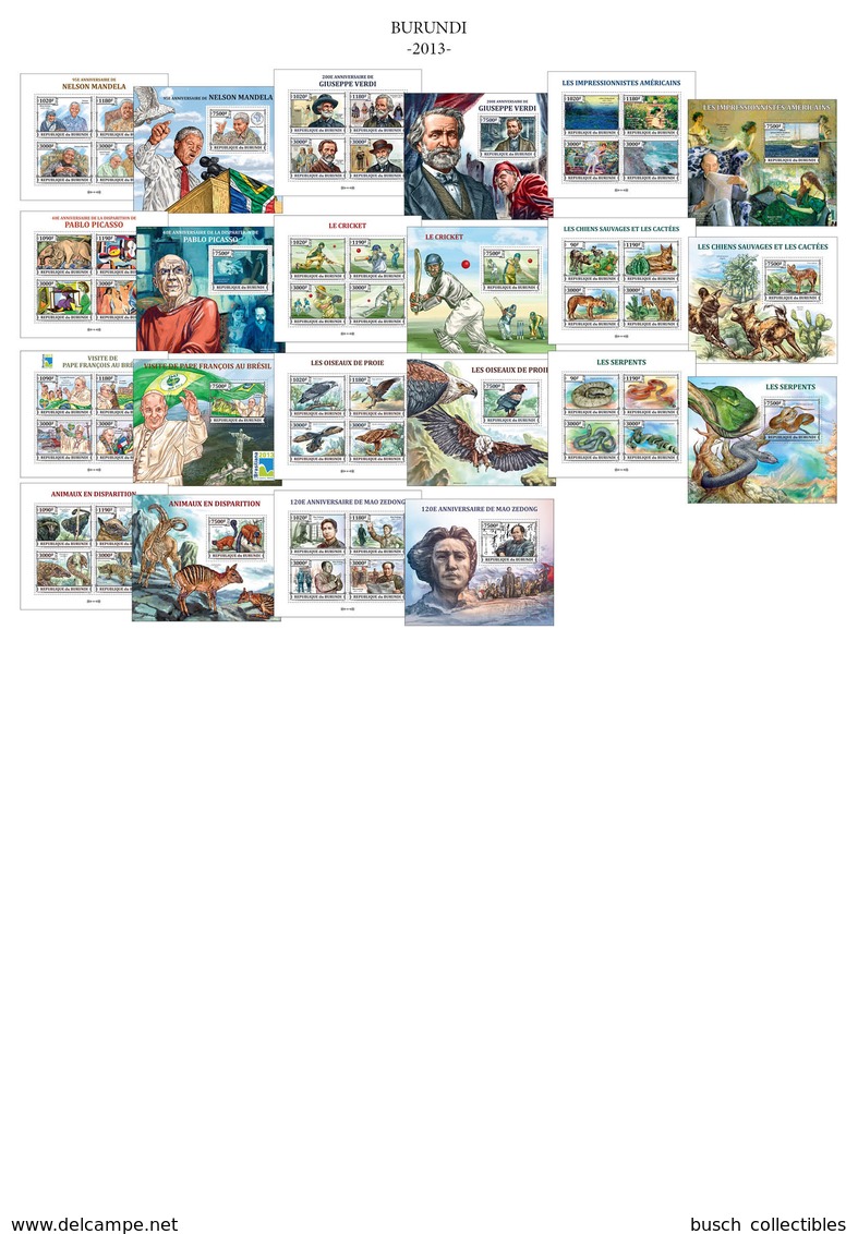 Burundi 2013 Year Set Année Complète Jahrgang Mi. 2983 - 3332 + S/S Blocs Blocks Many Topics CAT. VALUE 1308 € - Unused Stamps