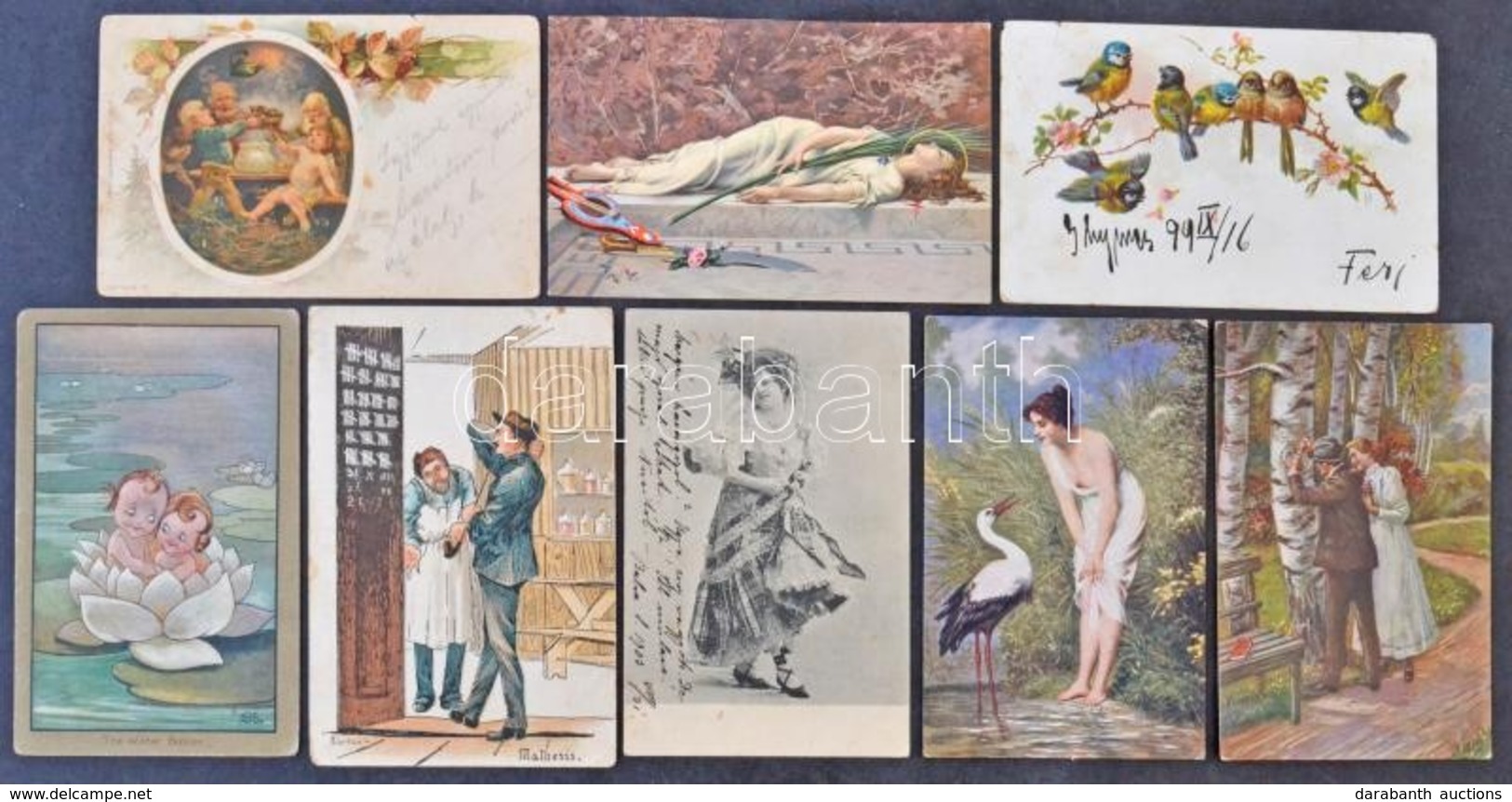 ** * 74 Db RÉGI Motívumos Képeslap; üdvözl?lapok, Hölgyek, Vallás, Közte Több Litho / 74 Pre-1945 Motive Postcards; Gree - Sin Clasificación