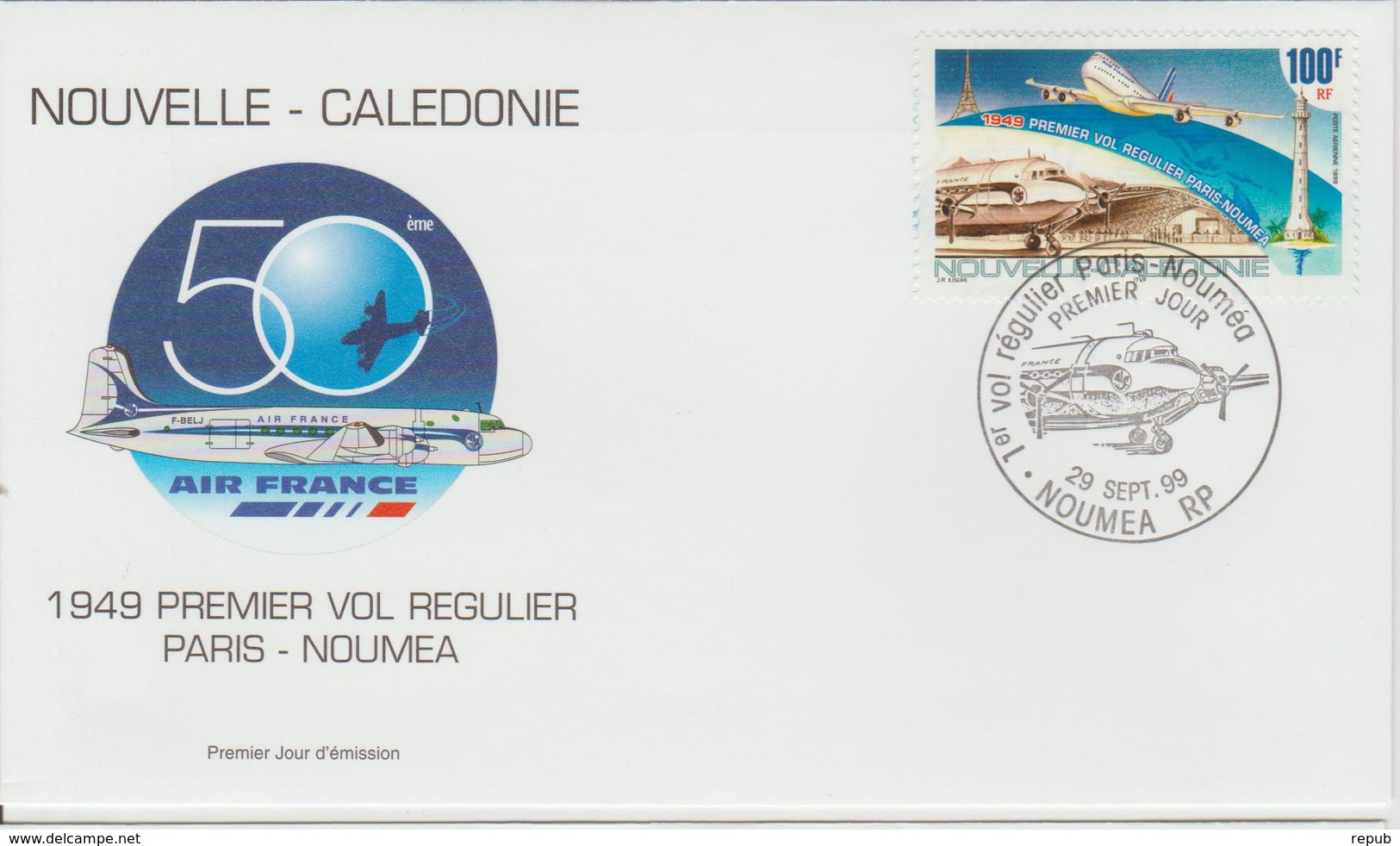 Nouvelle Calédonie FDC 1999 Avions PA 347 - FDC