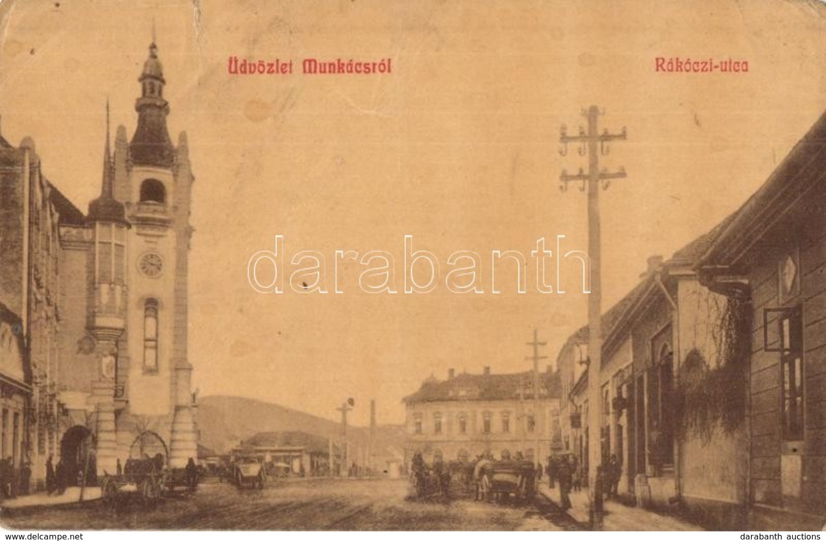 T3/T4 Munkács, Mukacevo, Mukacheve; Rákóczi Utca, Templom, W. L. 1184. / Street, Church (r) - Unclassified