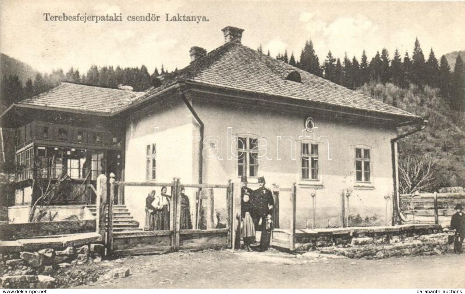 T2/T3 1910 Terebesfejérpatak, Terebes (Trebusa), Dilove; Csend?r Laktanya Csend?rökkel / Gendarme Barrack With Gendarmes - Sin Clasificación