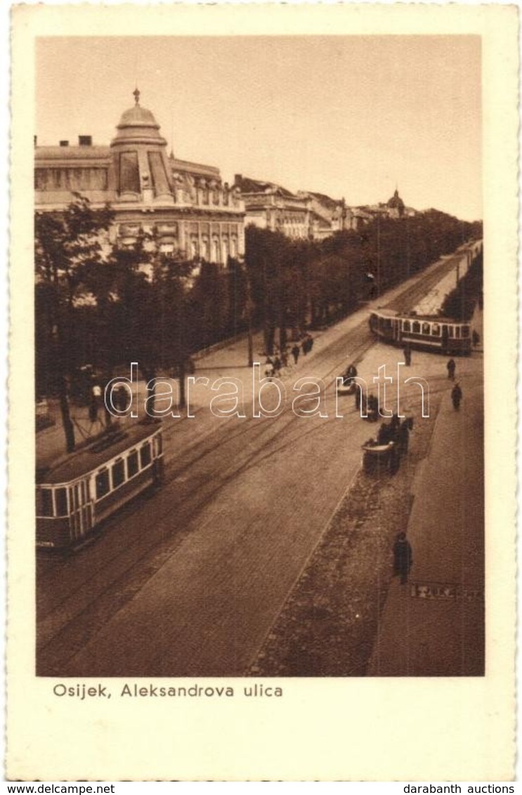 ** T2 Eszék, Esseg, Osijek; Utcakép Villamosokkal / Alexandrova Ulica / Street View With Trams - Sin Clasificación