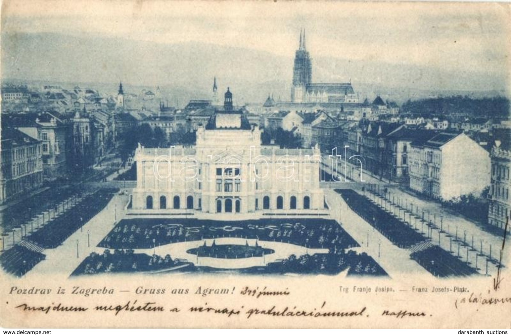 T4 1899 Zágráb, Agram, Zagreb; Trg Franje Josipa / Franz Josefs Platz / Ferenc József Tér / Franz Joseph Square (vágott  - Sin Clasificación
