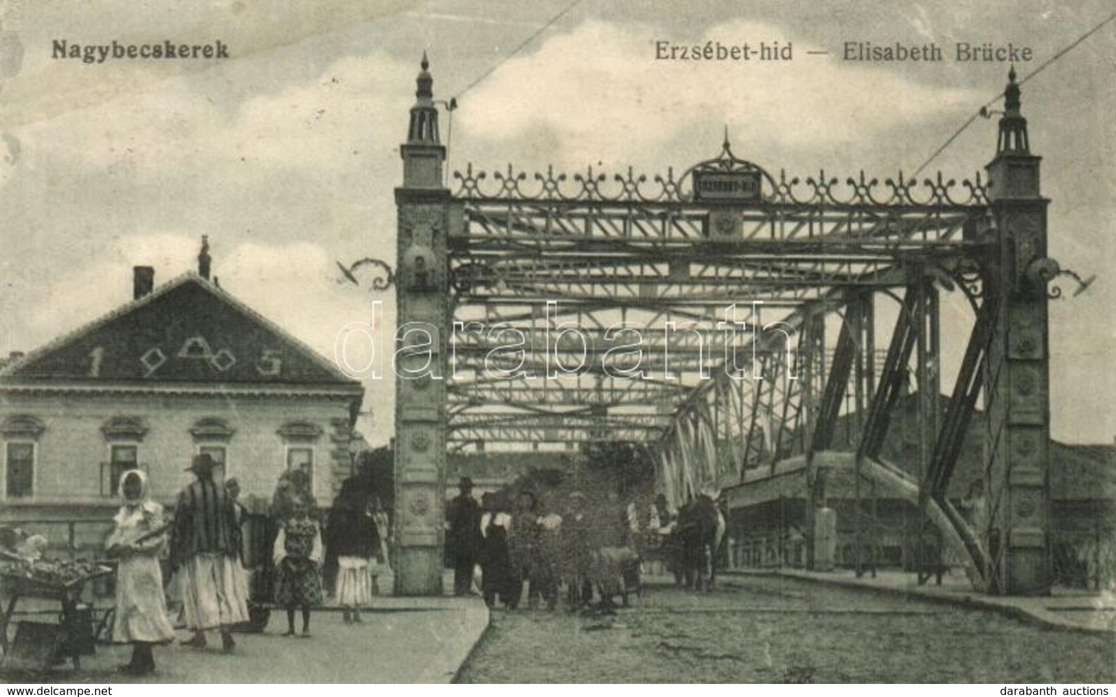 T3 Nagybecskerek, Zrenjanin, Veliki Beckerek; Erzsébet Híd, Piac / Brücke / Bridge, Market (ázott / Wet Damage) - Non Classificati