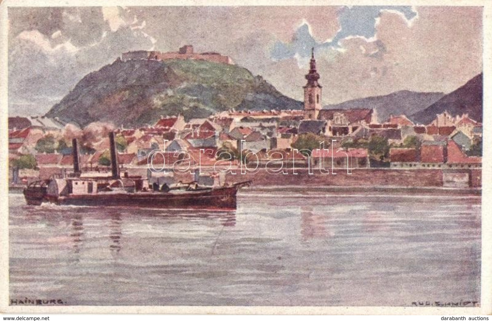 ** T1/T2 Hainburg An Der Donau, General View, Castle, Steamship, D.D.S.G. Postcard, S: Schmidt - Non Classés