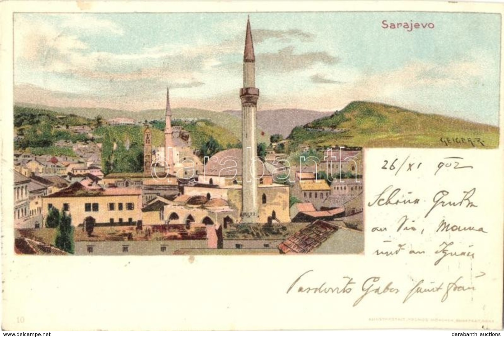 T2/T3 1902 Sarajevo. Kosmos Kunstanstalt Litho S: Geiger R. (fl) - Unclassified