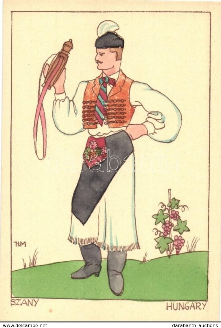 ** T1 1935 Szany. Magyar Népviselet / Hungarian Folklore Art Postcard S: Holló M. - Unclassified