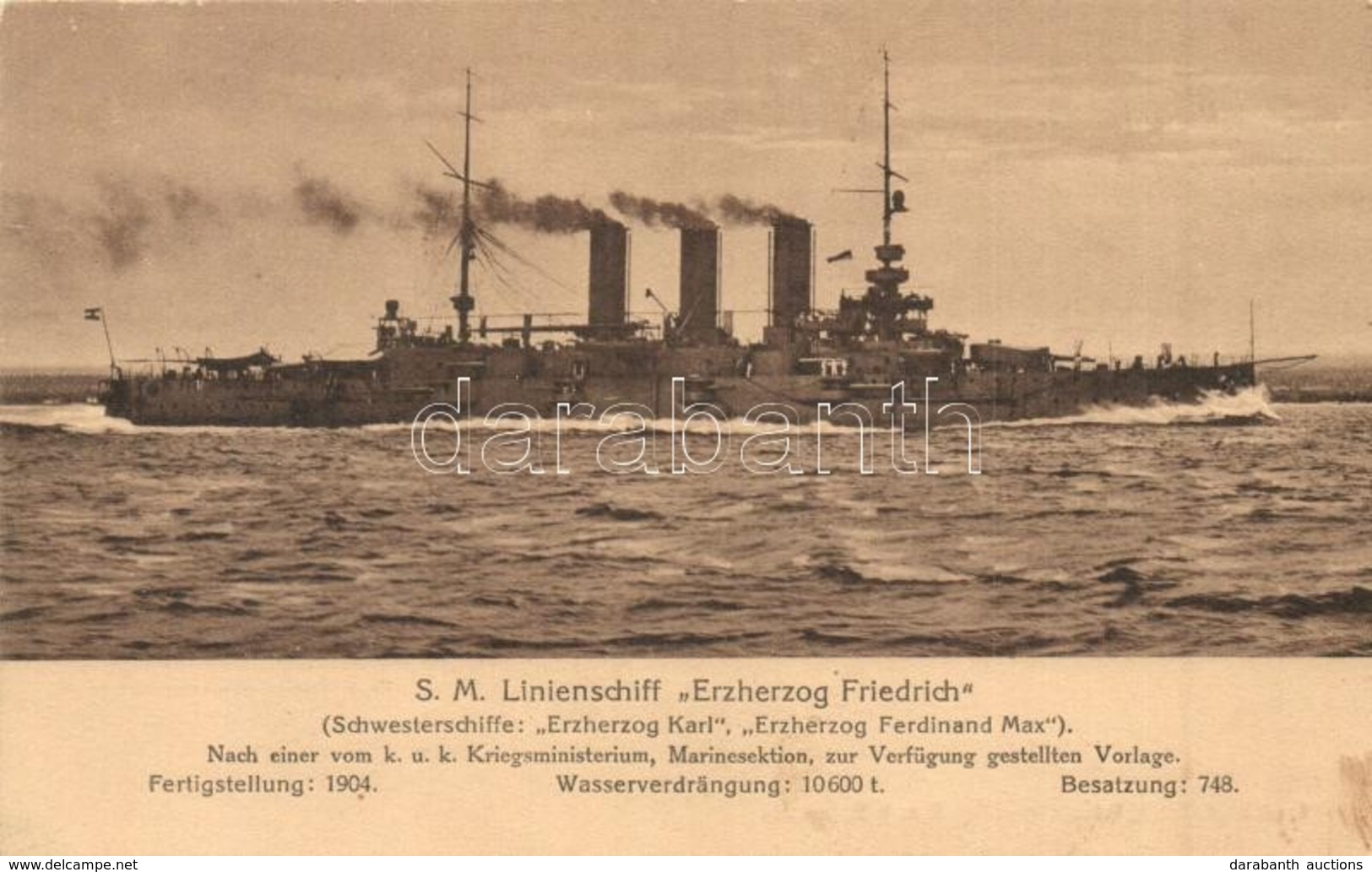 T2 SMS Erzherzog Friedrich Pre-dreadnought Csatahajó / SM Linienschiff Erzherzog Friedrich / K.u.K. Kriegsmarine SMS Erz - Sin Clasificación