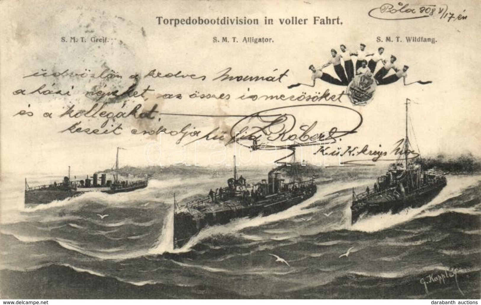 T2 Torpedobootdivision In Voller Fahrt / SMS Greif, SMS Alligator, I. Osztályú Torpedónaszádok, SMS Wildfang Huszár-típu - Sin Clasificación